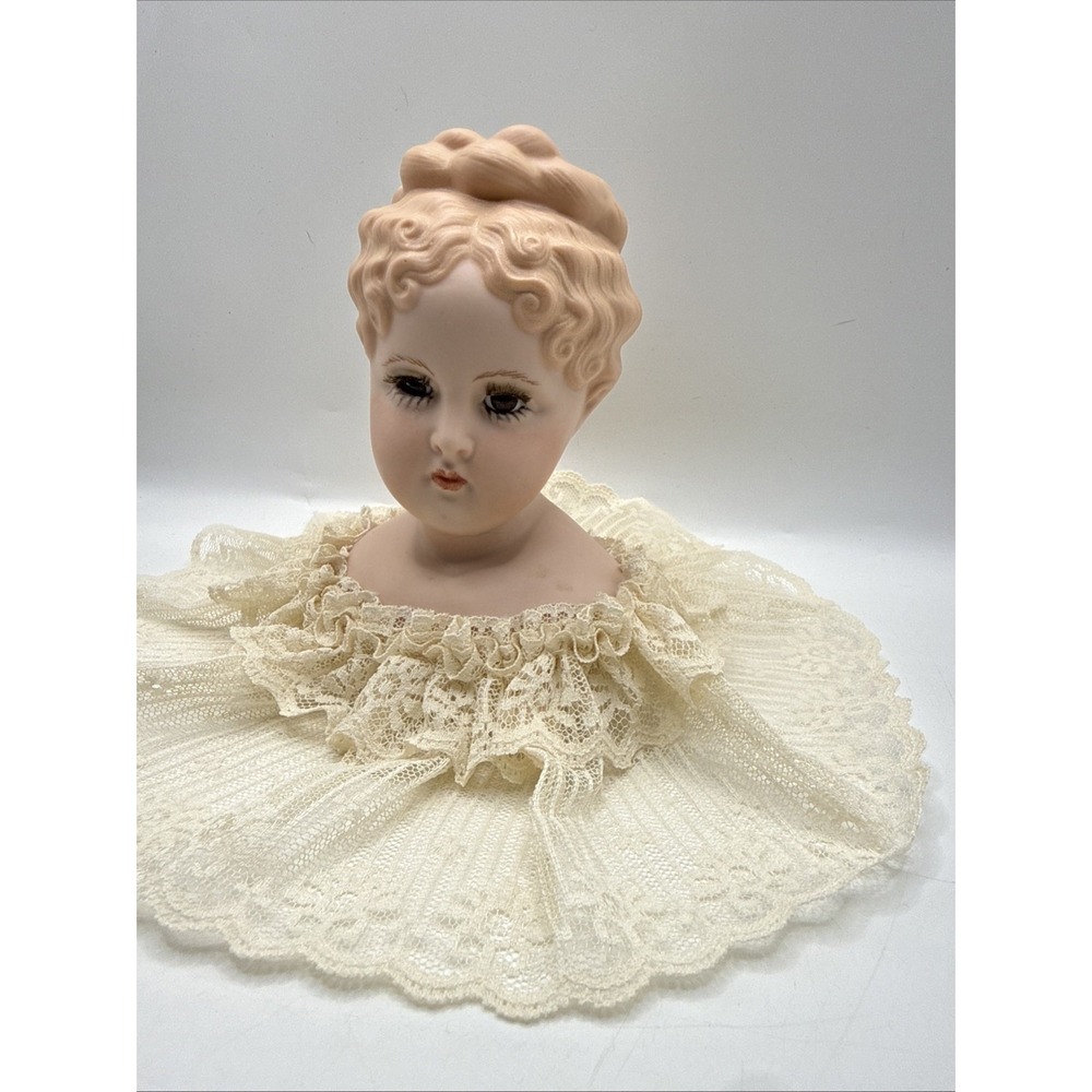 Antique German Bisque porcelain Head with lace RARE